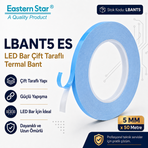 ES - TV LED Bar İçin 5MM Çift Taraflı Termal Bant - 50 Metre Mavi Termal Yapışkan
